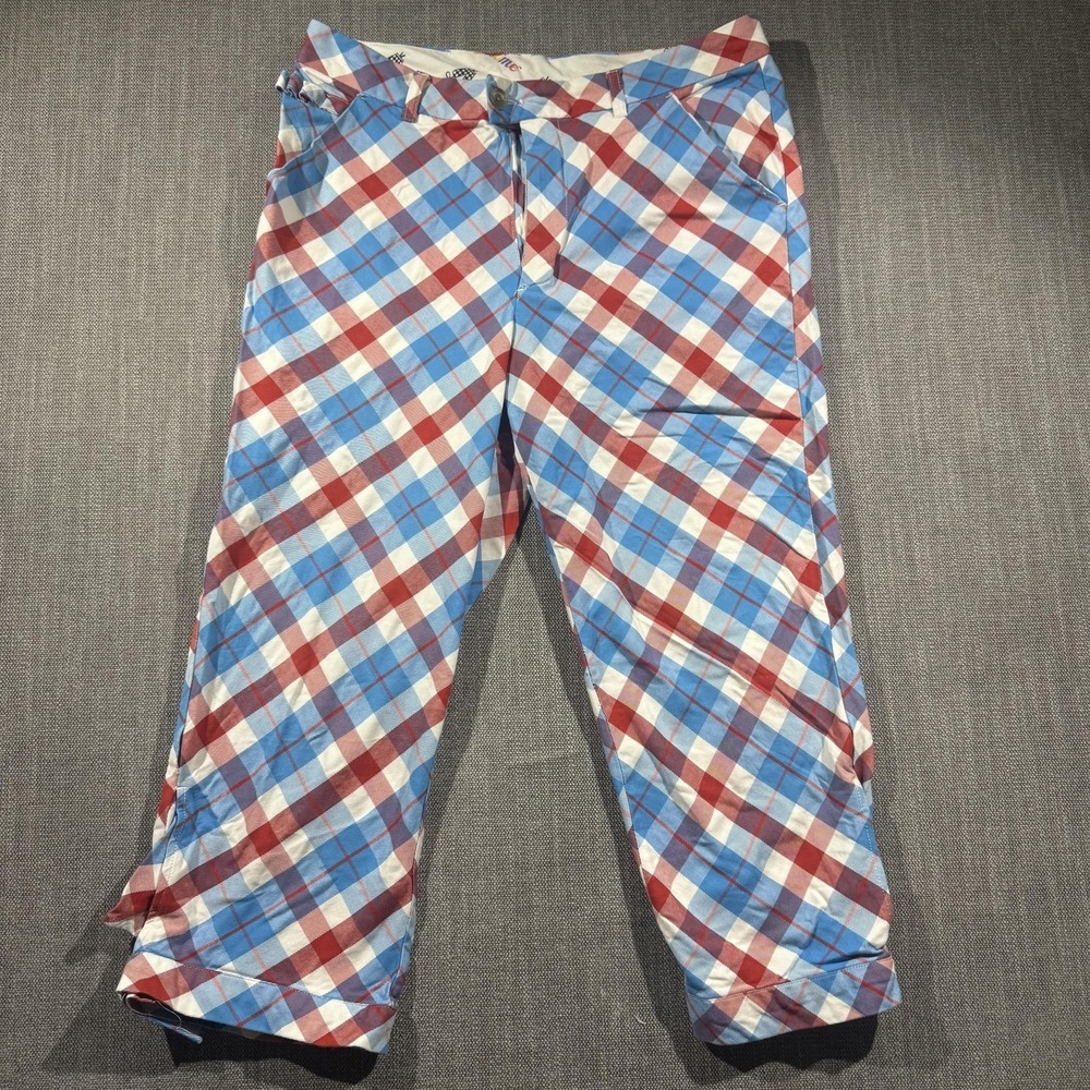 Royal & Awesome Pants‎ Mens 32x24 Multicolor Plaid Capri Golf Party Fun Sports